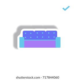Vector illustration in paper sticker style sofa