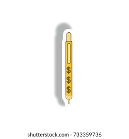 Vector illustration in paper sticker style. infographic design of pen and dollar emblem