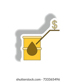 Vector illustration in paper sticker style. infographic design of oil barrel world price