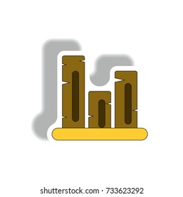 Vector illustration in paper sticker style. infographic design of retro column chart
