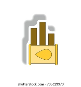 Vector illustration in paper sticker style. infographic design of oil barrel world price statistic in column chart