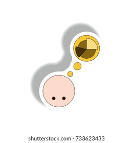 Vector illustration in paper sticker style. infographic design of Business pie chart and head