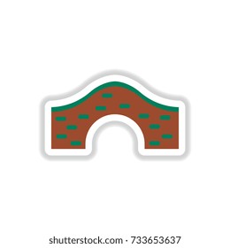Vector illustration in paper sticker style Brick bridge