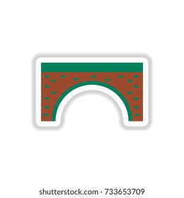 Vector illustration in paper sticker style Brick bridge