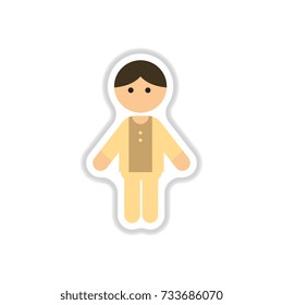 Vector illustration in paper sticker style little boy