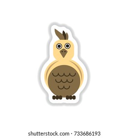 Vector illustration in paper sticker style parrot Cockatoo