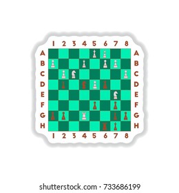 Vector illustration in paper sticker style The various chess position