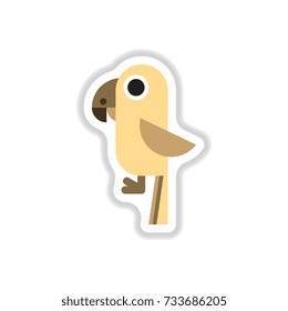 Vector illustration in paper sticker style baby parrot