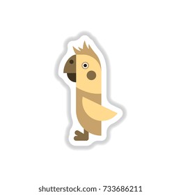 Vector illustration in paper sticker style parrot Cockatoo
