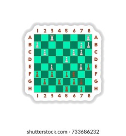 Vector illustration in paper sticker style The various chess position