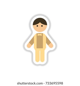 Vector illustration in paper sticker style little boy