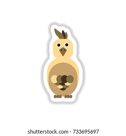 Vector illustration in paper sticker style parrot Cockatoo