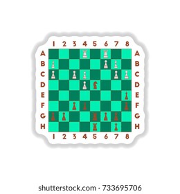 Vector illustration in paper sticker style The various chess position