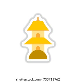 Vector illustration in paper sticker style Chinese Temple of Heaven