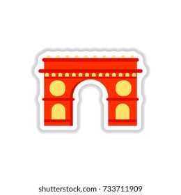 Vector illustration in paper sticker style Triumphal arch architecture