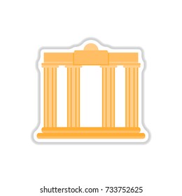 Vector illustration in paper sticker style Architecture greek columns