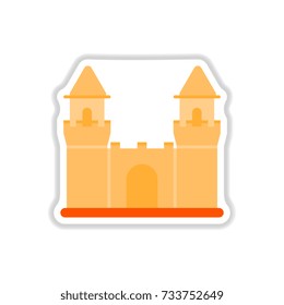 Vector illustration in paper sticker style Medieval castle