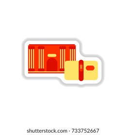 Vector illustration in paper sticker style history book and architecture of ancient building Column entrance design classical construction History antique culture exterior facade