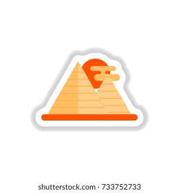 Vector illustration in paper sticker style Egypt pyramids and sun