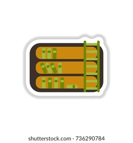 Vector illustration in paper sticker style library and ladder