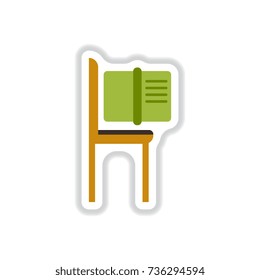 Vector illustration in paper sticker style Book and chair