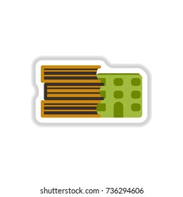 Vector illustration in paper sticker style Book and library building