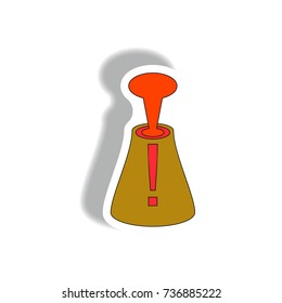 Vector illustration in paper sticker style volcano explosion and exclamation mark