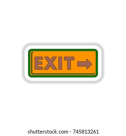 Vector illustration in paper sticker style exit lamp in cinema