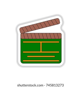 Vector illustration in paper sticker style Director clapperboard