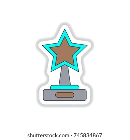 Vector illustration in paper sticker style cinema award with big star