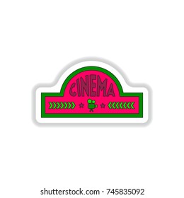 Vector illustration in paper sticker style cinema sign