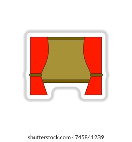 Vector illustration in paper sticker style movie screen with blinds