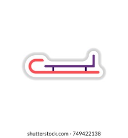 Vector illustration in paper sticker style Christmas Sleigh