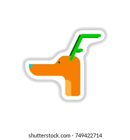 Vector illustration in paper sticker style Christmas deer