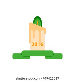 Vector illustration in paper sticker style candle with year number