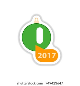 Vector illustration in paper sticker style Christmas ball and new 2017 year