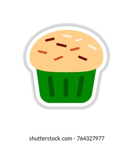 Vector illustration in paper sticker style Cupcake