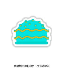 Vector illustration in paper sticker style delicious cake