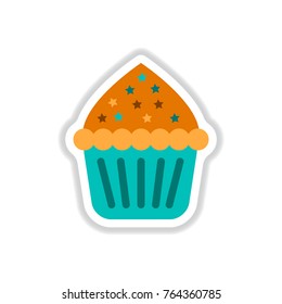 Vector illustration in paper sticker style Cupcake