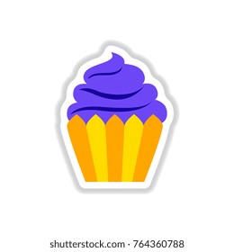 Vector illustration in paper sticker style Cupcake