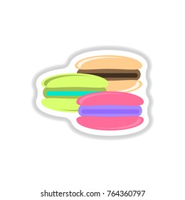Vector illustration in paper sticker style macaroon cookies