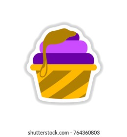 Vector illustration in paper sticker style caramel ?upcake
