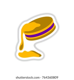 Vector illustration in paper sticker style chocolate cookies