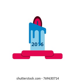 Vector illustration in paper sticker style candle with year number