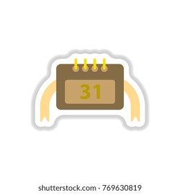 Vector illustration in paper sticker style christmas calendar 31st of december