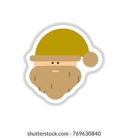 Vector illustration in paper sticker style Santa Claus face