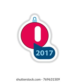 Vector illustration in paper sticker style Christmas ball and new 2017 year