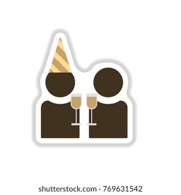 Vector illustration in paper sticker style New Year Celebration