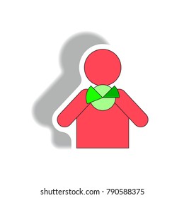 Vector illustration in paper sticker style. infographic design of Business pie chart and man silhouette