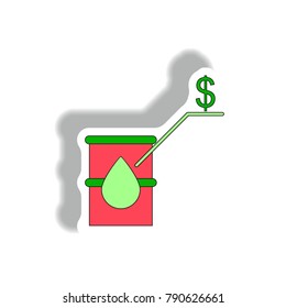 Vector illustration in paper sticker style. infographic design of oil barrel world price